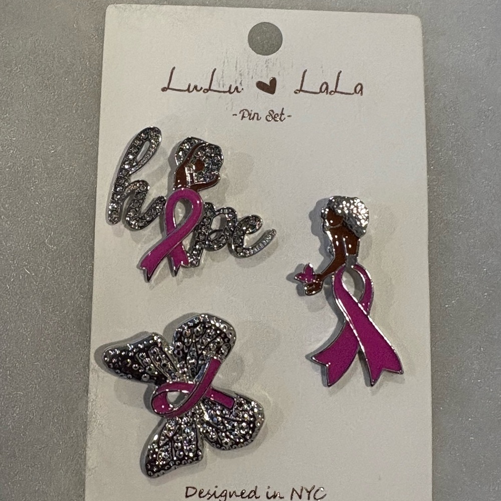 Silver and Pink Pin Set